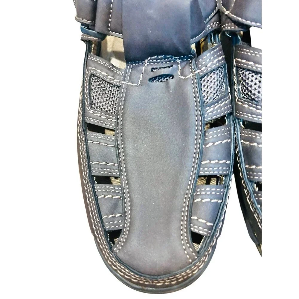 Fisherman Casual Men Sandals Size 10M Brown Leather Slip Resistant Strappy Shoes - Picture 4 of 13